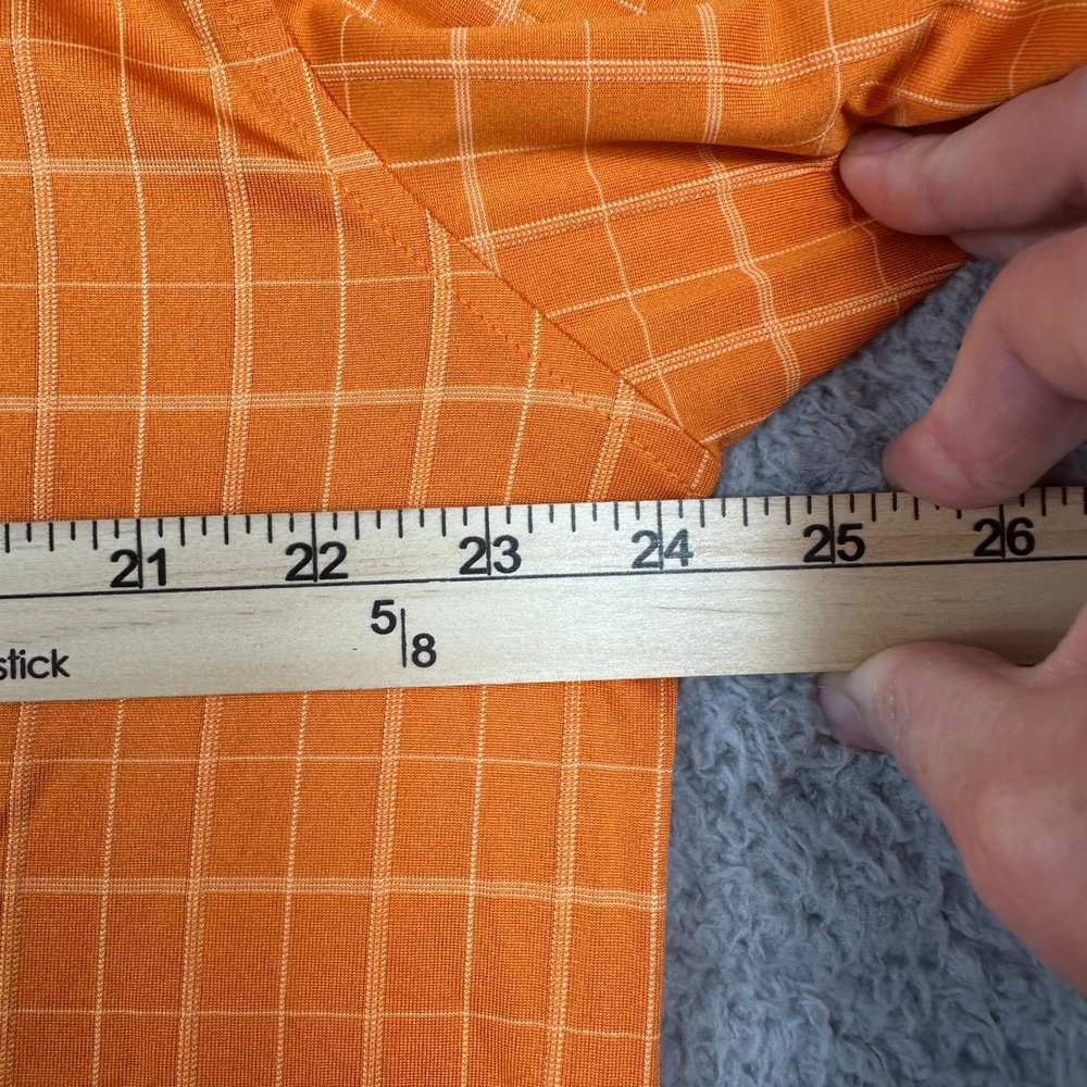 Masters Tech Golf Polo Mens Large Orange Windowpane Check Short Sleeve Shirt - Picture 8 of 9
